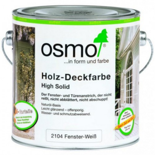 Краска укрывная белая для окон и дверей Osmo Holz-Deckfarbe 2104, 0,75 л