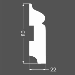 Плинтус МДФ под покраску Ликорн Р 11.80.22 фигурный 2070×80×22, технический рисунок