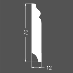 Плинтус МДФ под покраску Ликорн Р 17.70.12 фигурный 2070×70×12, технический рисунок