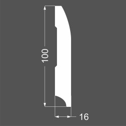 Плинтус МДФ под покраску Ликорн Р 20.100.16 прямой со скосом 2070×100×16, технический рисунок