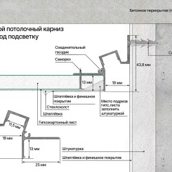Профиль алюминиевый теневой с подсветкой Laconistiq Gips Черный RAL 9005 51-21-300 матовый 3000×43,8×44,1
