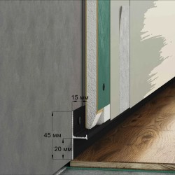 Плинтус алюминиевый теневой Laconistiq Regular Черный 31-11-300 3000×45×15