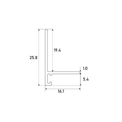 Микроплинтус алюминиевый Ликорн Лайн С-05.25.4 L белый матовый 2500×25,8×16