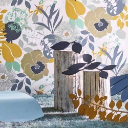 Обои Harlequin Standing Ovation Doyenne Sky/Olive/Coral 111493