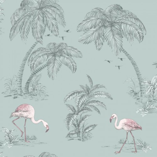 Обои Holden Imaginarium Flamingo Lake Duck Egg/Pink 12380