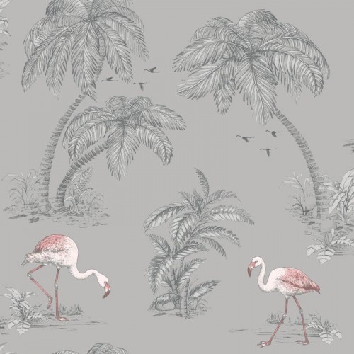 Обои Holden Imaginarium Flamingo Lake Grey/Coral 12381