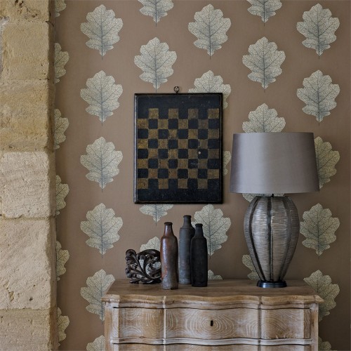 Обои Sanderson Woodland Walk Wallpapers Oak Filigree 215701 фото в интерьере