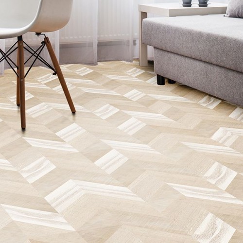 Пробковый пол замковый Corkstyle Chevron Creme французская елка 1235×305×10