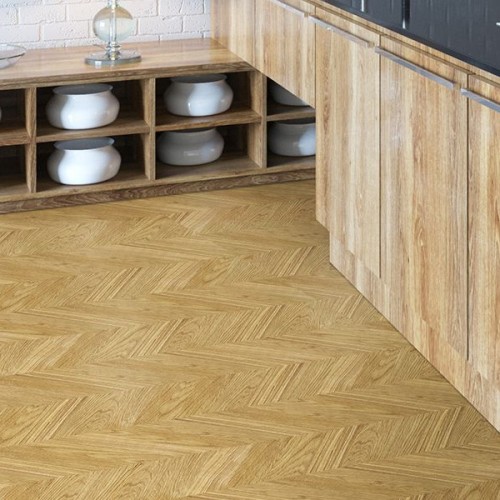 Пробковый пол замковый Corkstyle Chevron Gold французская елка 1235×305×10