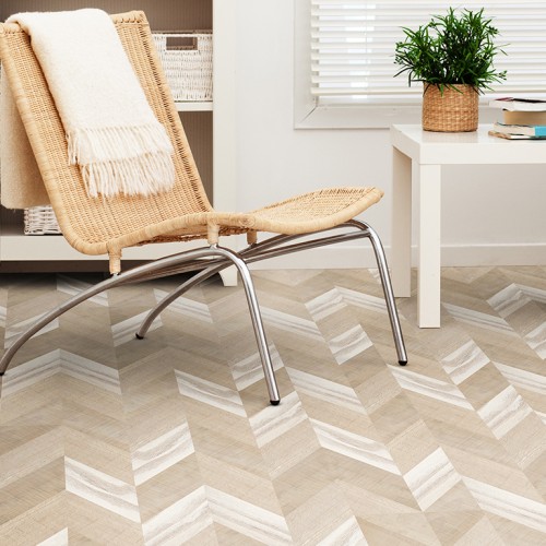 Пробковый пол замковый Corkstyle Chevron Creme французская елка 1235×305×10
