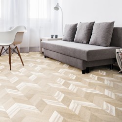 Пробковый пол клеевой Corkstyle Chevron Creme 1235×305×6