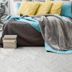 Пробковый пол клеевой Corkstyle Chevron White 1235×305×6