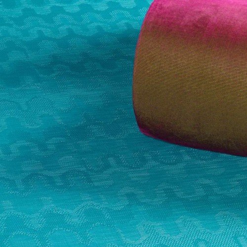 Плетеный виниловый пол Bolon Missoni Optical Turquoise фото в интерьере