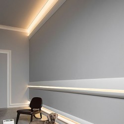 Потолочный плинтус под покраску гибкий Orac Decor Modern Antonio C373F с подсветкой 2000×50×80