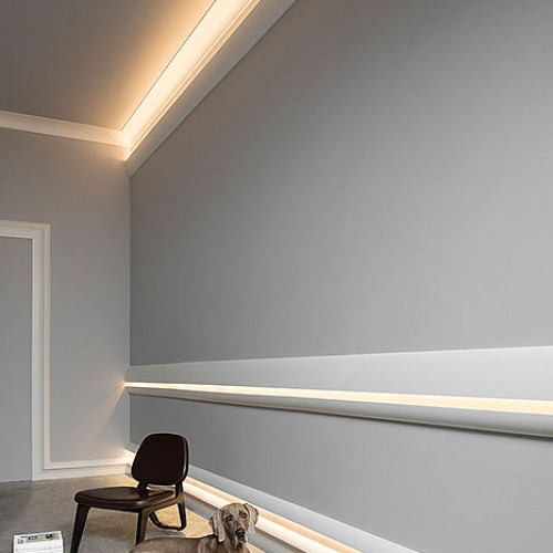 Потолочный плинтус под покраску гибкий Orac Decor Modern Antonio C373F с подсветкой 2000×50×80