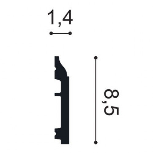 Плинтус под покраску гибкий Orac Decor Select SX172F 85х14 мм, технический рисунок