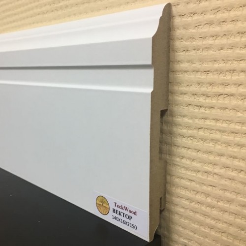 Плинтус МДФ ламинированный TeckWood белый Вектор матовый 2150×140×16 Плинтус МДФ ламинированный TeckWood белый Вектор матовый 2150×140×16