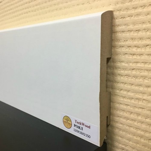 Плинтус МДФ ламинированный TeckWood белый Роял матовый 2150×120×16 Плинтус МДФ ламинированный TeckWood белый Роял матовый 2150×120×16