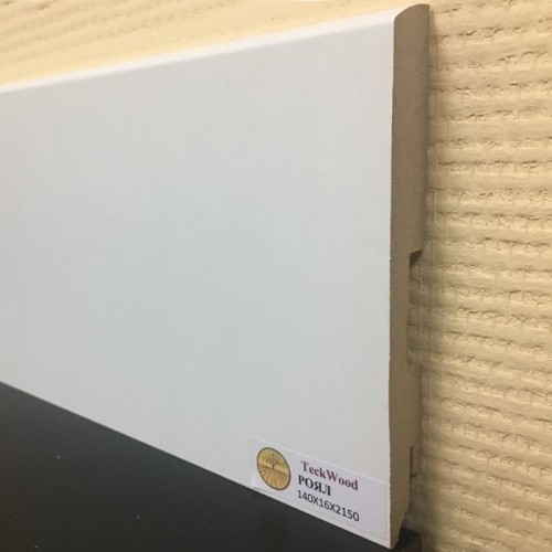 Плинтус МДФ ламинированный TeckWood белый Роял матовый 2150×140×16 Плинтус МДФ ламинированный TeckWood белый Роял матовый 2150×140×16