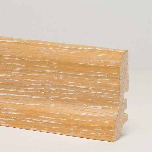 Плинтус деревянный Tecnorivest дуб затертый белым сапожок 60х22