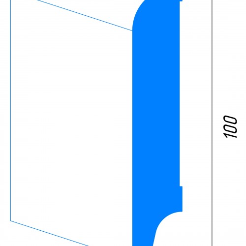 Плинтус МДФ под покраску Madest Decor 1010018 прямой скругленный 100х18, технический рисунок