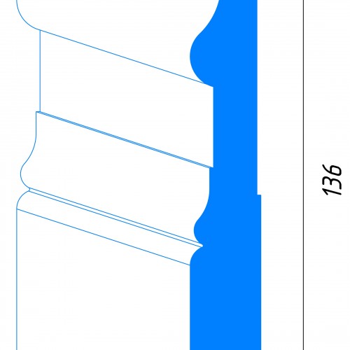 Плинтус МДФ под покраску Madest Decor 1513618 фигурный 136х18, технический рисунок