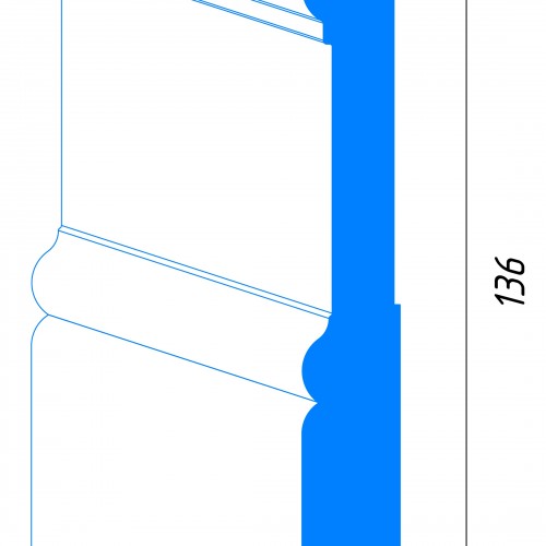 Плинтус МДФ под покраску Madest Decor 1713616 фигурный 136х16, технический рисунок