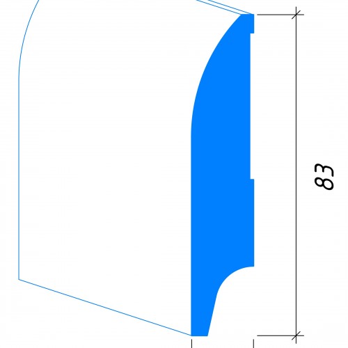 Плинтус МДФ под покраску Madest Decor 1808316 прямой скругленный 83х16, технический рисунок