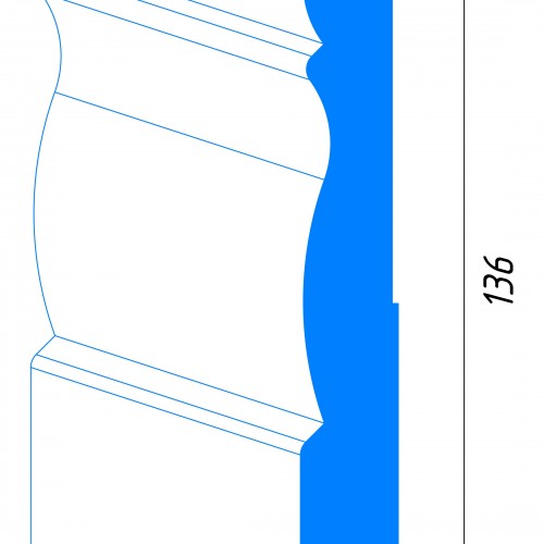 Плинтус МДФ под покраску Madest Decor 2413616 фигурный 136х16, технический рисунок