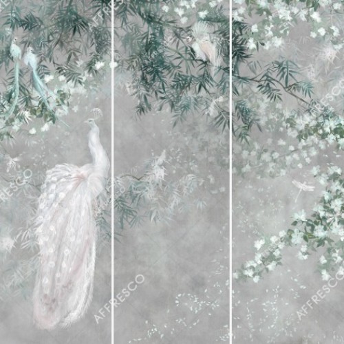 Панно Affresco Wallpaper Part 1 White Birds AB124-COL1 2x3,35 м, панно из нескольких рулонов