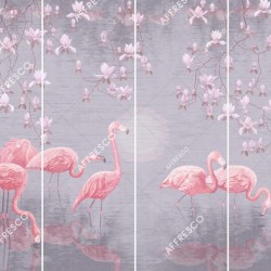 Панно Affresco Wallpaper Part 1 Flamingo AB134-COL2 2x2,68 м, панно из нескольких рулонов