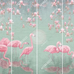 Панно Affresco Wallpaper Part 1 Flamingo AB134-COL4 2x2,68 м, панно из нескольких рулонов