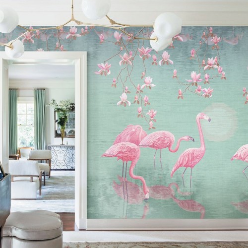 Панно Affresco Wallpaper Part 1 Flamingo AB134-COL4 2x2,68 м фото в интерьере