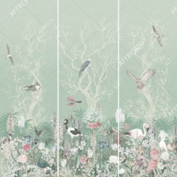 Панно Affresco Wallpaper Part 2 Birds Residence LE25-COL7 2x2,01 м, панно из нескольких рулонов