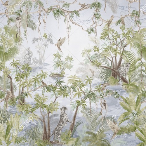 Панно Affresco Wallpaper Part 2 Wild Cats AF958-COL4 2x2,01 м