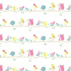 Обои Harlequin Book of Little Treasures What A Hoot Pink Aqua Apple and Natural 112650