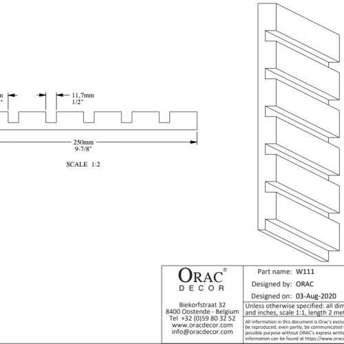 Стеновая панель под покраску Orac Decor Bar W111F гибкая 2000×250×20 Стеновая панель под покраску Orac Decor Bar W111F гибкая 2000×250×20