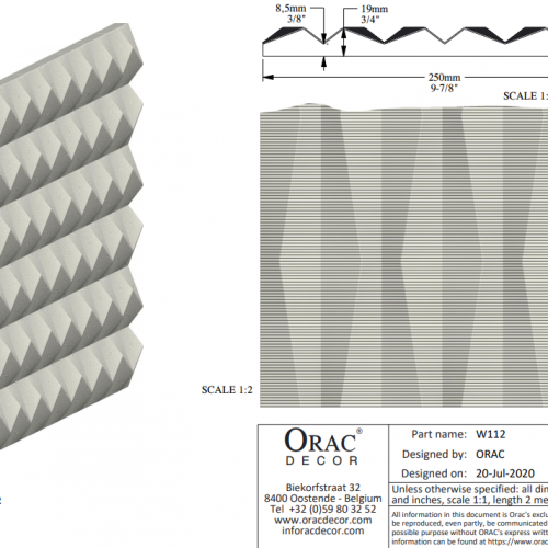 Стеновая панель под покраску Orac Decor Ridge W112 2000×250×20
