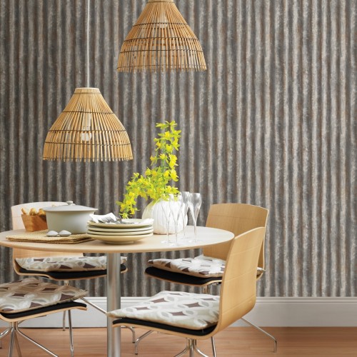 Обои Aura Trilogy Kirkland Charcoal Corrugated Metal FD22333