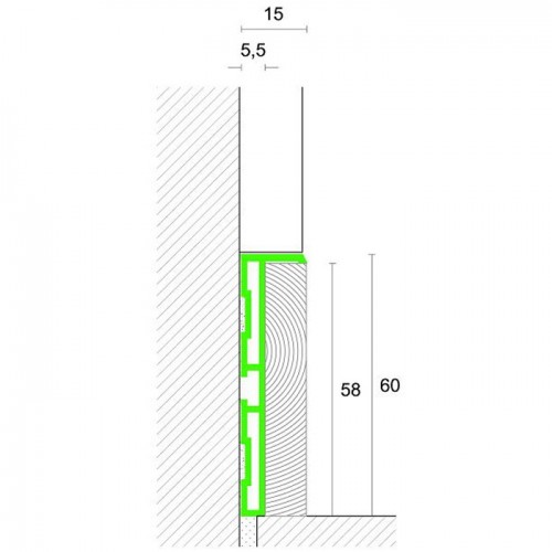 Плинтус алюминиевый скрытый Madest Decor 2400×60×15 Плинтус алюминиевый скрытый Madest Decor 2400×60×15
