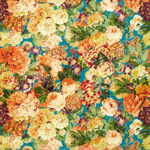 Обои Sanderson One Sixty Very Rose And Peony Kingfisher/Rowan Berry 217027