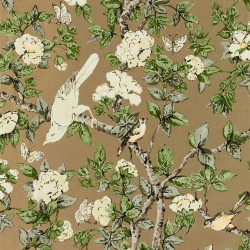 Обои Sanderson One Sixty Caverley Gold Metallic/Gardenia Green 217036