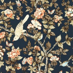 Обои Sanderson One Sixty Caverley Indigo Blue/Rowan Berry 217037