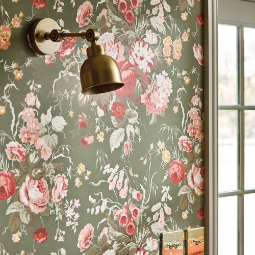 Обои Sanderson One Sixty Stapleton Park Olive/Bengal Red 217046