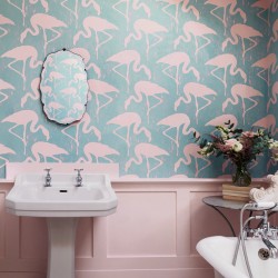 Обои Sanderson One Sixty Flamingos Turquoise Pink 214569