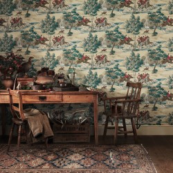 Обои Sanderson One Sixty Tally Ho Teal/Ruby 214597