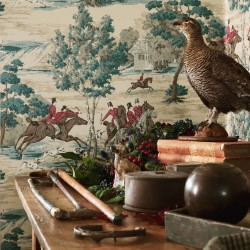 Обои Sanderson One Sixty Tally Ho Teal/Ruby 214597