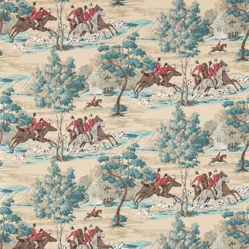 Обои Sanderson One Sixty Tally Ho Teal/Ruby 214597