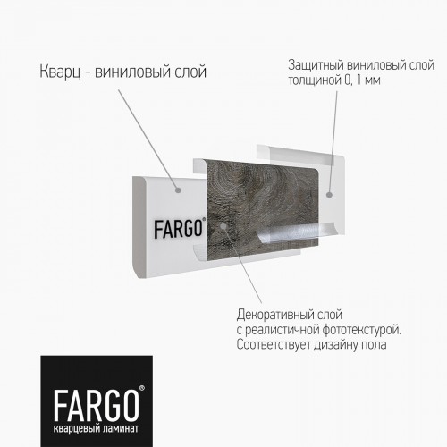 Плинтус кварц-виниловый Fargo Дуб Скальный 33-385-2 прямой скруглённый 2200×80×11