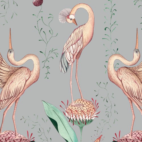 Обои Aura La Tapicera Paradis de Herons Silver WP191063 10,05×0,53